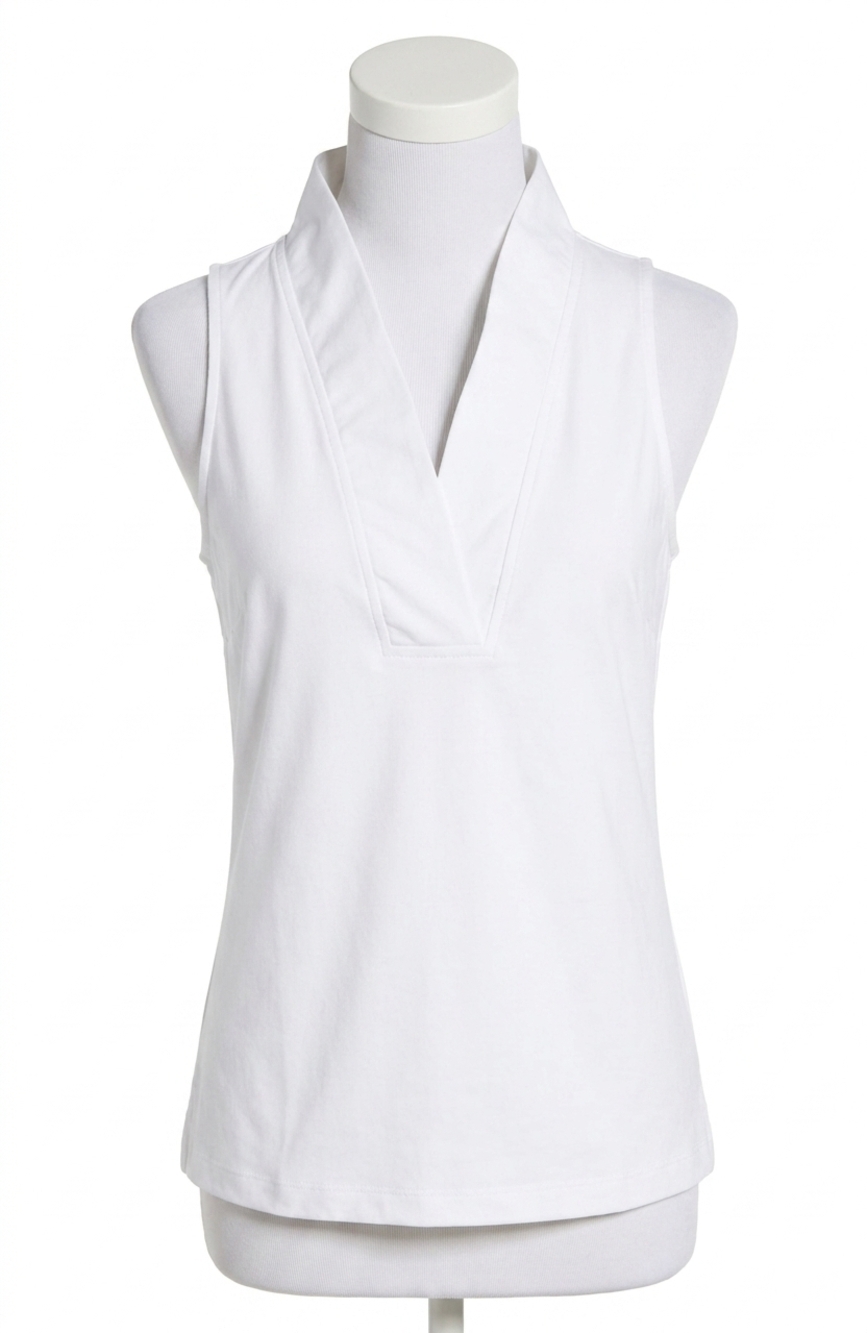 NEW GRETCHEN SCOTT jersey sleeveless ruffneck top in white